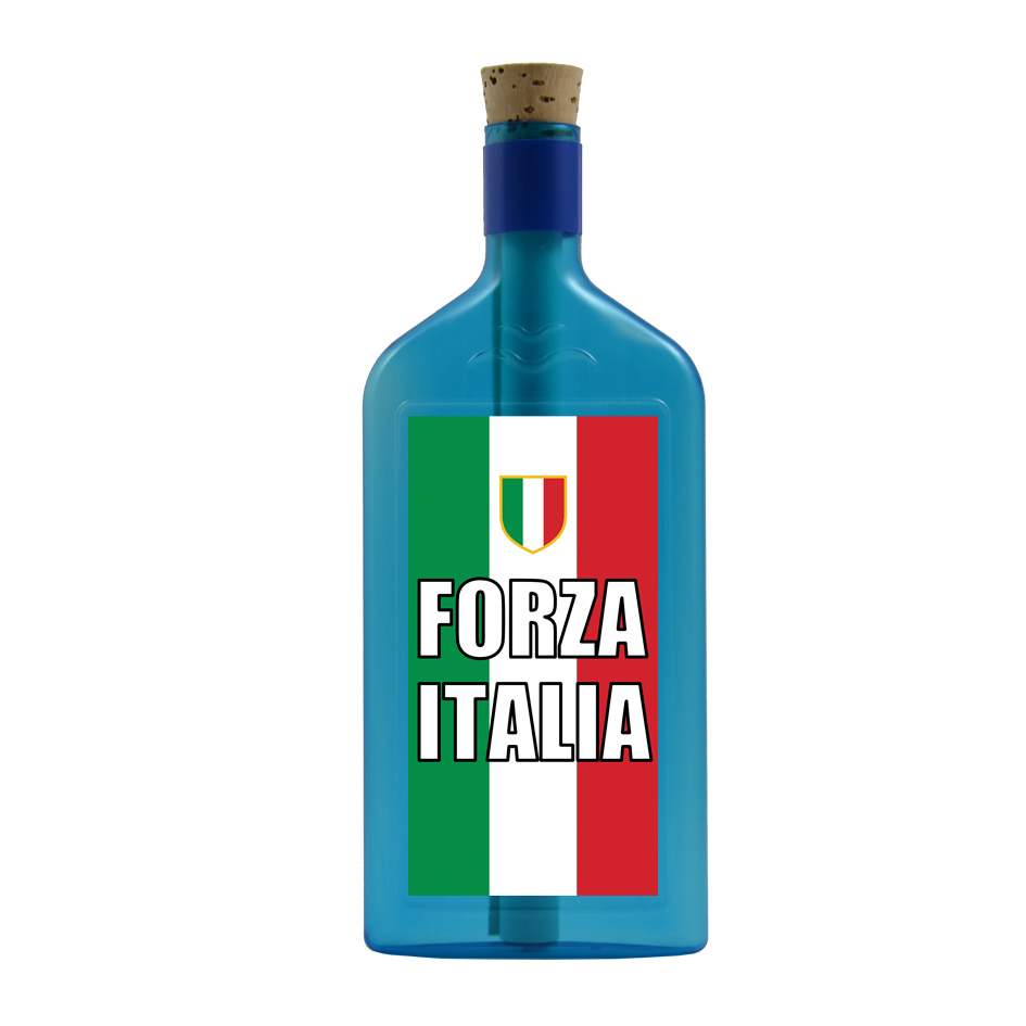 Blaue Flasche mit Sujet "Forza Italia"