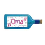 Blaue Flasche mit Sujet "Für die beste Oma zum Geburtstag"