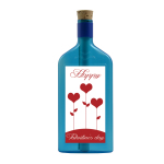 Blaue Flasche mit Sujet "Happy Valentine's day"