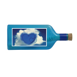 Blaue Flasche mit Sujet "Herz in Wolke"